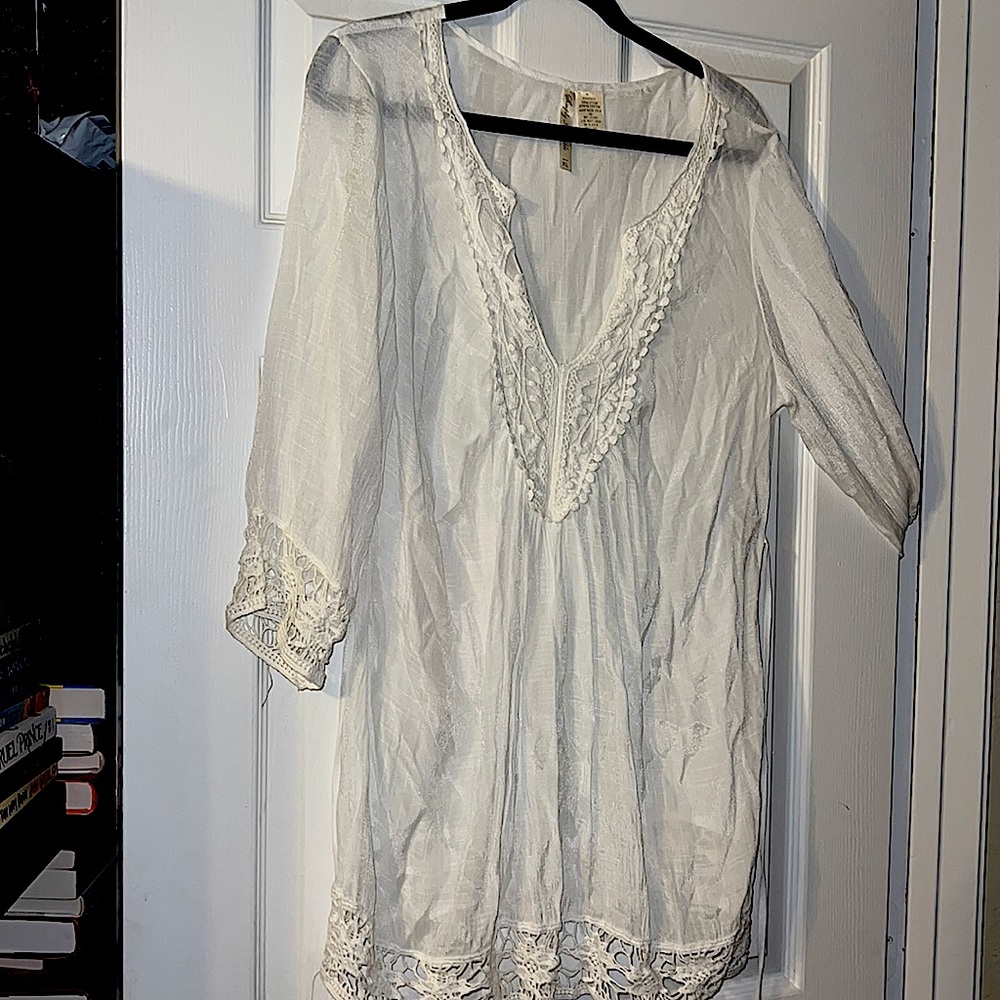 White Sheer Flowy Tunic